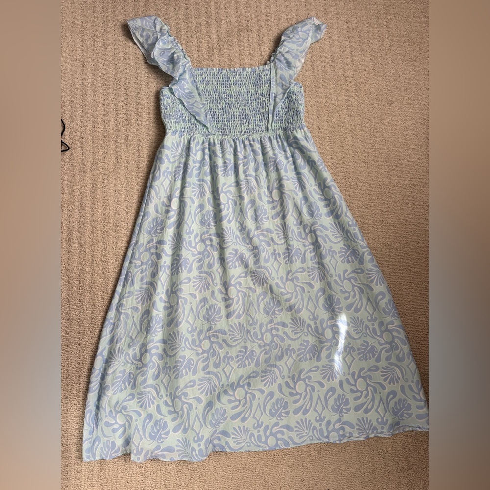 Sail to Sable Silk blend Blue and White Maxi Dress